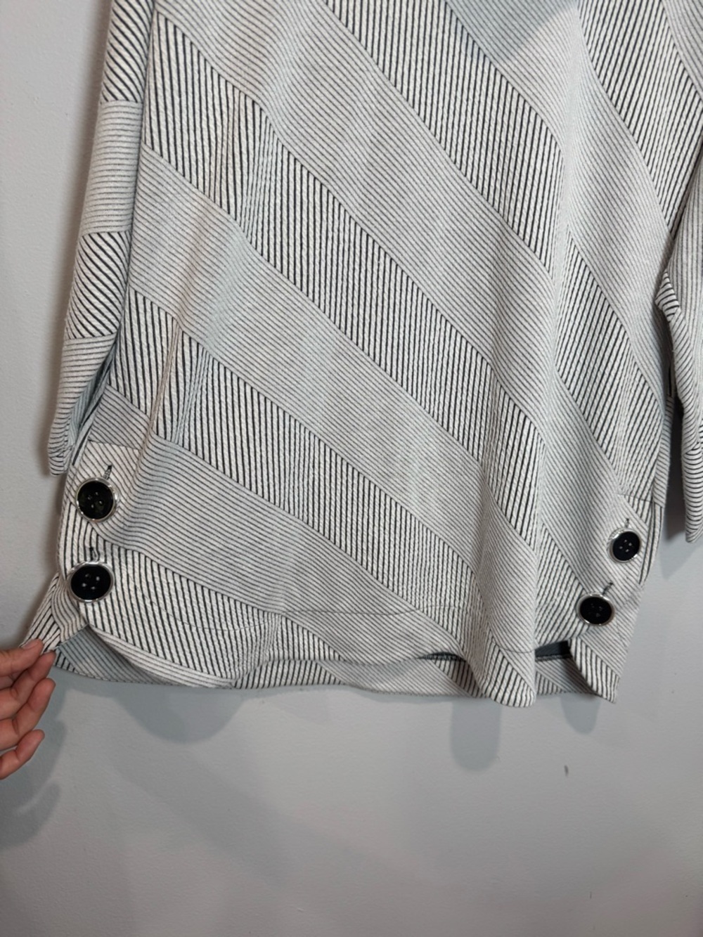 Ali Miles Roll Neck Jumper 3/4 Sleeve Black & White Striped Women’s Size M - Picture 8 of 11